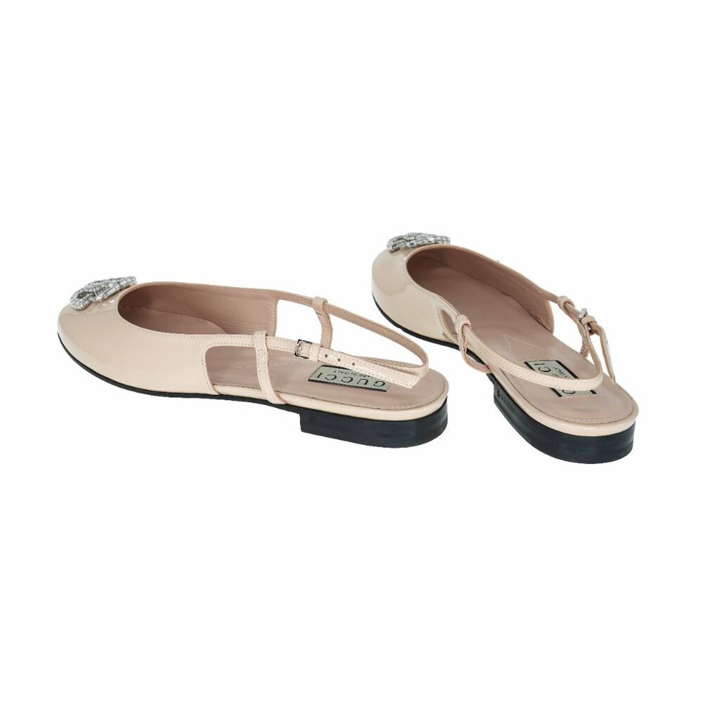 Gucci Crystal GG Leather Slingback Flats - Picture 3 of 7